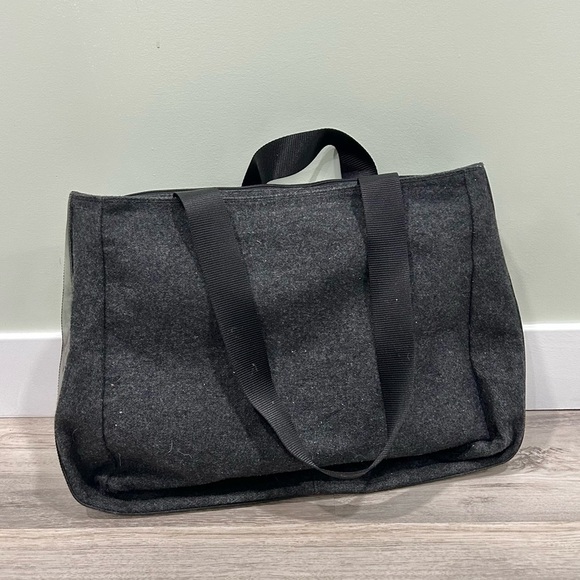 Vintage 111 State Gray Wool Felt Messenger Shoulder Bag Large Purse Work Tote - Picture 5 of 10